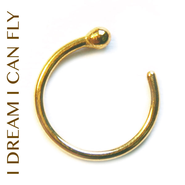 22k Gold Open Nose Ring, 18 gauge (multiple sizes)